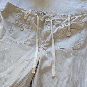 Venezia ! Cream & Grey Striped Wide Leg Pants size 22